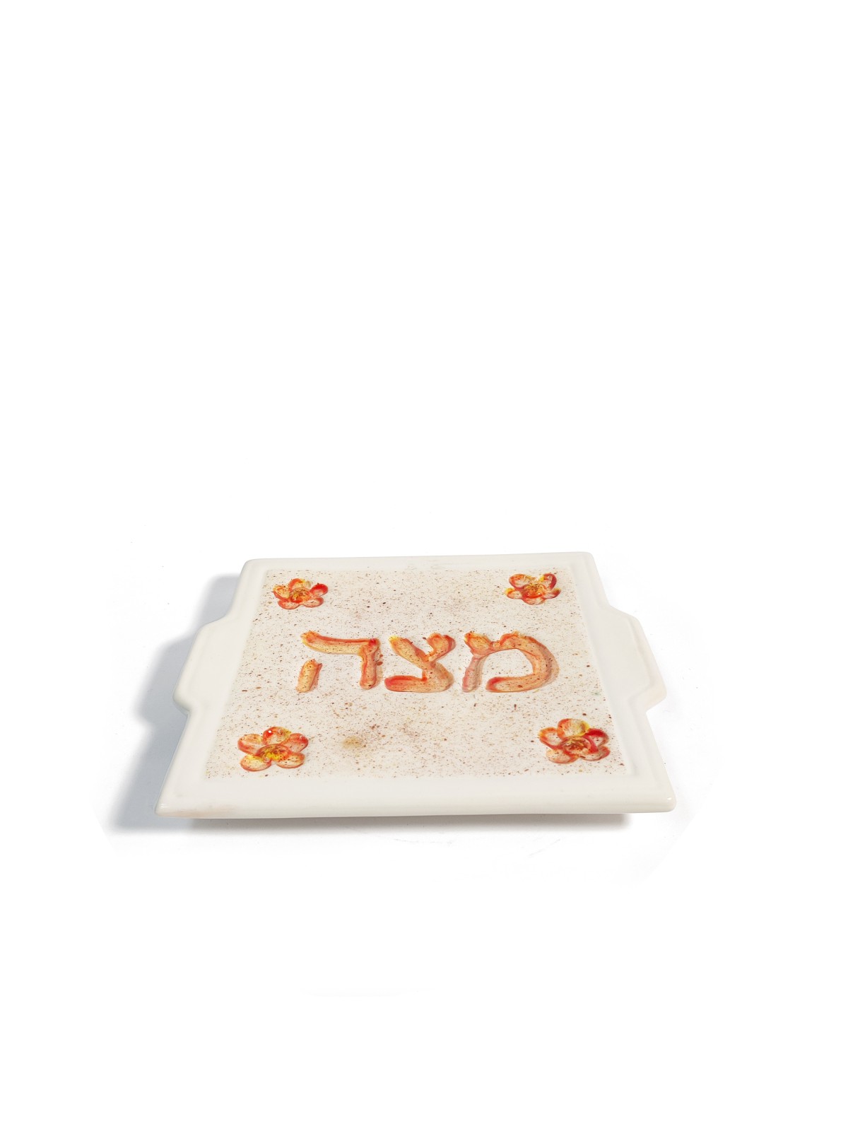צלחת מצה מעוטרת עשויה קרמיקה, מתנות לפסח, יהודה ישראלי